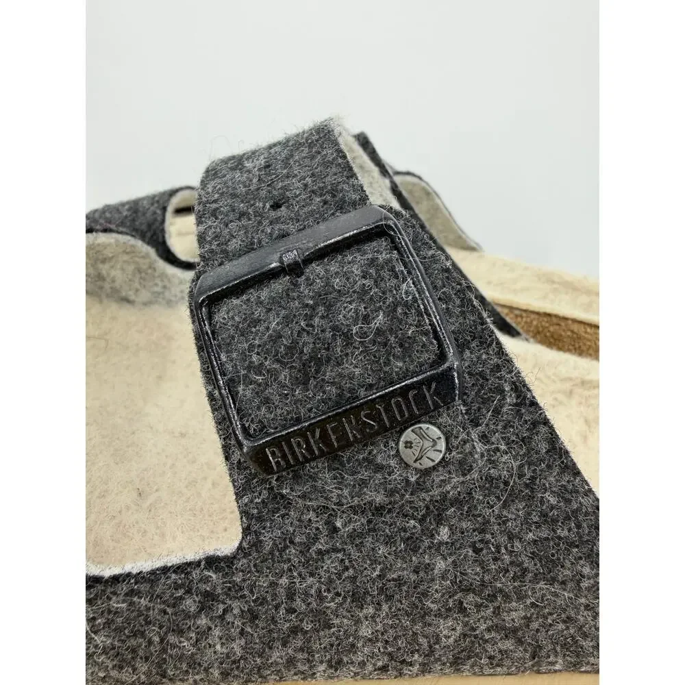 Birkenstock Arizona Rivet Wool Felt Doubleface Gray Sandals Mens 9 Ladies 11